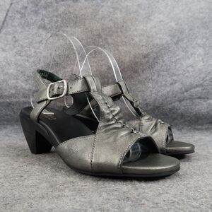 Ziera Shoes Womens 36 Heel Sandal Leather Ankle Strap Open Toe Fashion Dash Gray